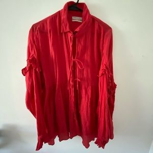 urban outfitters red poet blouse